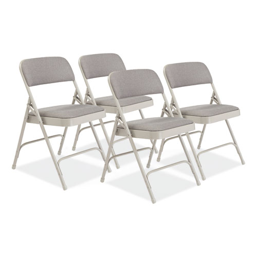 Picture of 2200 Series Fabric Dual-Hinge Premium Folding Chair, Supports 500 lb, Greystone Seat, Greystone Back, Gray Base, 4/Carton