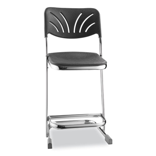 Picture of 6600 Series Elephant Z-Stool With Backrest, Supports Up to 500 lb, 22" Seat Height, Black Seat, Black Back, Chrome Frame