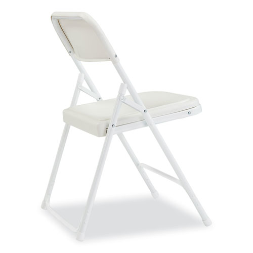 Picture of 800 Series Plastic Folding Chair, Supports Up to 500 lb, 18" Seat Height, Bright White Seat, White Base, 4/Carton
