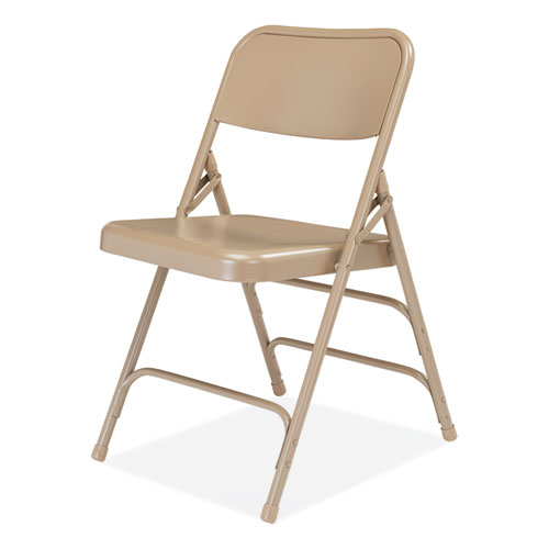 Picture of 300 Series Deluxe All-Steel Triple Brace Folding Chair, Supports Up to 480 lb, 17.25" Seat Height, Beige, 4/Carton