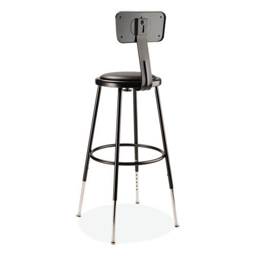 Picture of 6400 Series Height Adj Heavy Duty Vinyl Steel Stool w/Backrest, Supports 300 lb, 25"-33" Seat Ht, Black