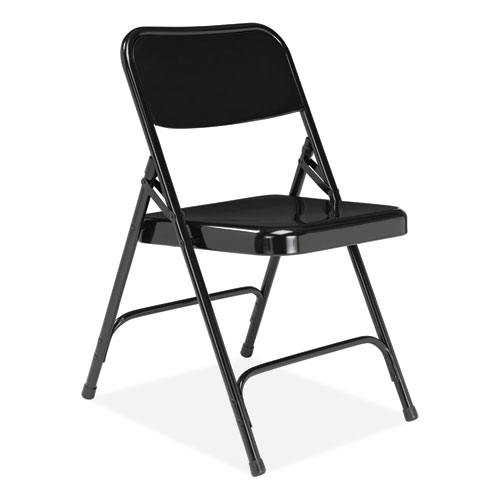 Picture of 200 Series Premium All-Steel Double Hinge Folding Chair, Supports Up to 500 lb, 17.25" Seat Height, Black, 4/Carton