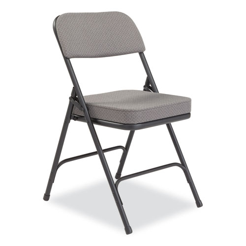 Picture of 3200 Series Fabric Dual-Hinge Folding Chair, Supports Up to 300 lb, Charcoal Seat, Charocoal Back, Black Base, 2/Carton