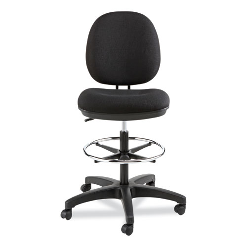 Picture of Alera Interval Series Swivel Task Stool, Supports Up to 275 lb, 23.93" to 34.53" Seat Height, Black Fabric