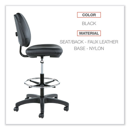 Picture of Alera Interval Series Swivel Task Stool, Supports Up to 275 lb, 23.93" to 34.53" Seat Height, Black Faux Leather