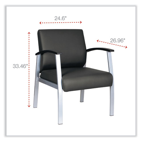 Picture of Alera metaLounge Series Mid-Back Guest Chair, 24.6" x 26.96" x 33.46", Black Seat, Black Back, Silver Base