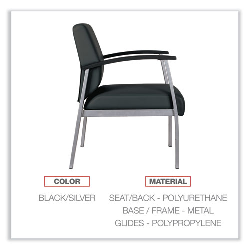 Picture of Alera metaLounge Series Mid-Back Guest Chair, 24.6" x 26.96" x 33.46", Black Seat, Black Back, Silver Base