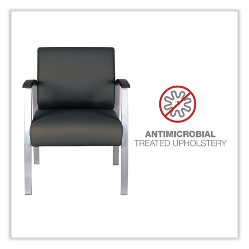 Picture of Alera metaLounge Series Mid-Back Guest Chair, 24.6" x 26.96" x 33.46", Black Seat, Black Back, Silver Base