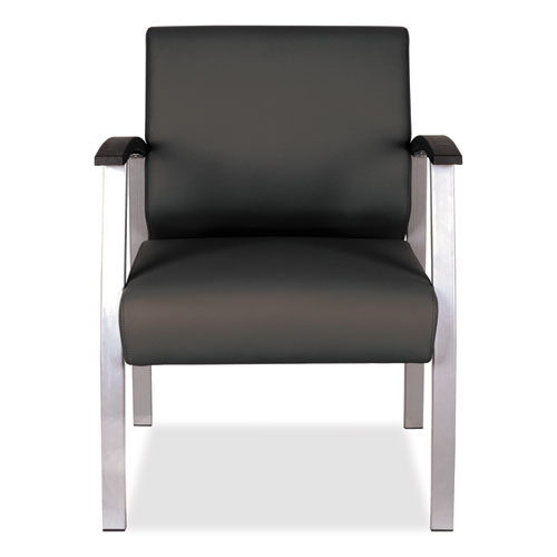 Picture of Alera metaLounge Series Mid-Back Guest Chair, 24.6" x 26.96" x 33.46", Black Seat, Black Back, Silver Base