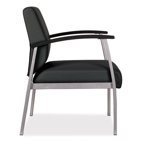 Picture of Alera metaLounge Series Mid-Back Guest Chair, 24.6" x 26.96" x 33.46", Black Seat, Black Back, Silver Base