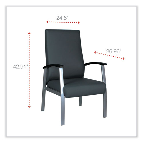 Picture of Alera metaLounge Series High-Back Guest Chair, 24.6" x 26.96" x 42.91", Black Seat, Black Back, Silver Base