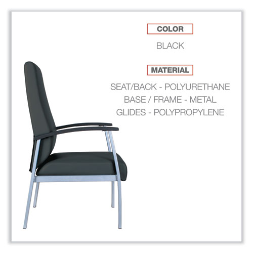 Picture of Alera metaLounge Series High-Back Guest Chair, 24.6" x 26.96" x 42.91", Black Seat, Black Back, Silver Base