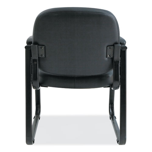 Picture of Alera Genaro Series Faux Leather Half-Back Sled Base Guest Chair, 25" x 24.80" x 33.66", Black Seat, Black Back, Black Base