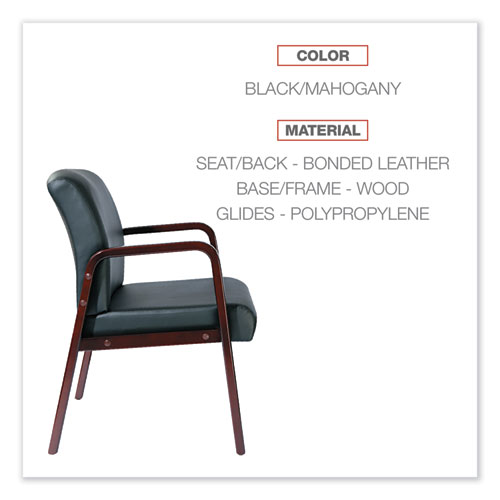 Picture of Alera Reception Lounge WL Series Guest Chair, 24.21" x 24.8" x 32.67", Black Seat, Black Back, Mahogany Base