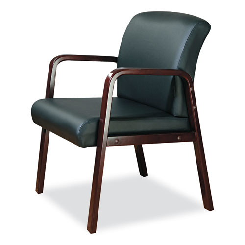 Picture of Alera Reception Lounge WL Series Guest Chair, 24.21" x 24.8" x 32.67", Black Seat, Black Back, Mahogany Base