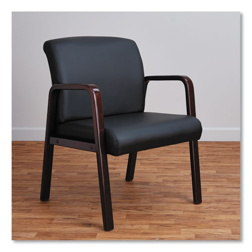 Picture of Alera Reception Lounge WL Series Guest Chair, 24.21" x 24.8" x 32.67", Black Seat, Black Back, Mahogany Base