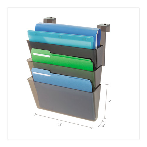 Picture of DocuPocket Three-Pocket File Partition Set, 3 Sections, Letter Size, 13" x 7" x 20", Smoke, 3/Set