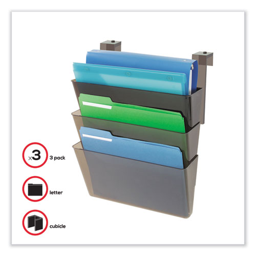 Picture of DocuPocket Three-Pocket File Partition Set, 3 Sections, Letter Size, 13" x 7" x 20", Smoke, 3/Set