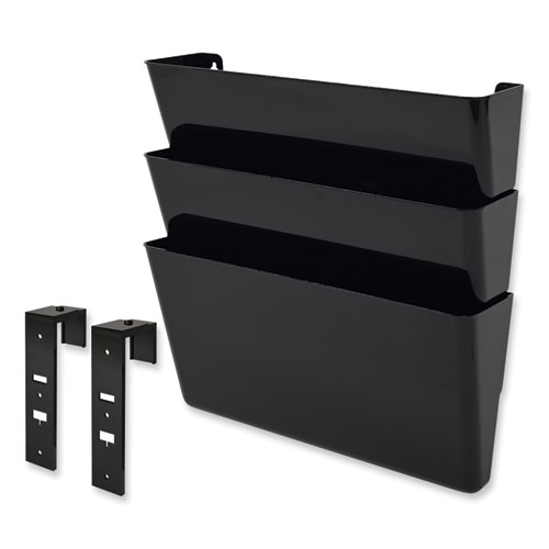 Picture of DocuPocket Stackable Three-Pocket Partition Wall File, 3 Sections, Letter Size, 13" x 4", Black