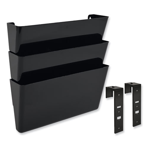 Picture of DocuPocket Stackable Three-Pocket Partition Wall File, 3 Sections, Letter Size, 13" x 4", Black