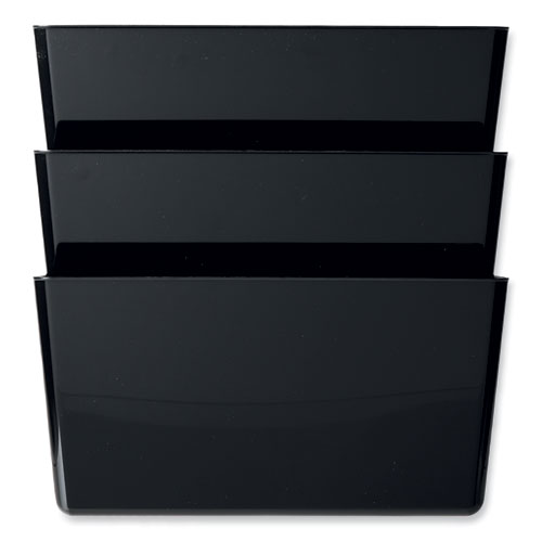 Picture of DocuPocket Stackable Three-Pocket Partition Wall File, 3 Sections, Letter Size, 13" x 4", Black