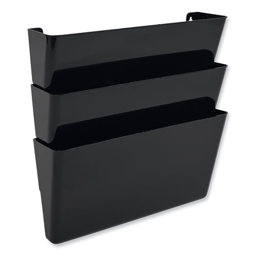 Picture of DocuPocket Stackable Three-Pocket Partition Wall File, 3 Sections, Letter Size, 13" x 4", Black