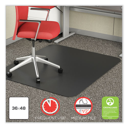 Picture of SuperMat Frequent Use Chair Mat for Medium Pile Carpet, 36 x 48, Rectangular, Black