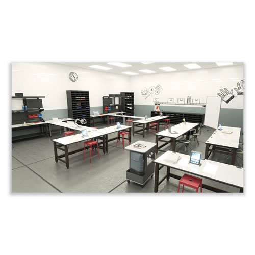 Picture of Diesel Low Base Stool with Back, Supports Up to 250 lb, 16" to 22" Seat Height, Black Seat, Black Back, Pewter Base