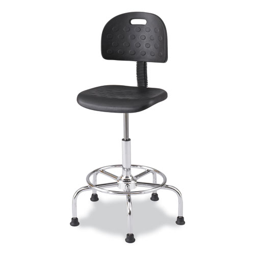 Picture of Workfit Economy Industrial Chair, Supports Up to 400 lb, 22" to 30" Seat Height, Black Seat, Black Back, Silver Base