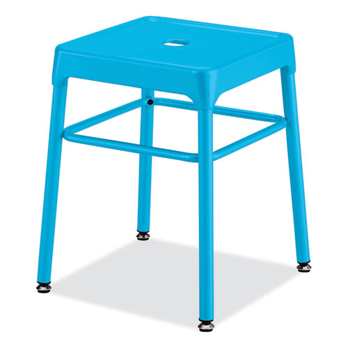 Picture of Steel GuestBistro Stool, Backless, Supports Up to 250 lb, 18" Seat Height, Baby Blue Seat, Baby Blue Base