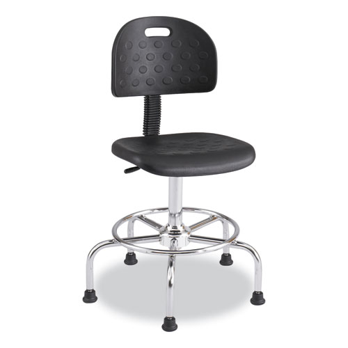 Picture of Workfit Economy Industrial Chair, Supports Up to 400 lb, 22" to 30" Seat Height, Black Seat, Black Back, Silver Base