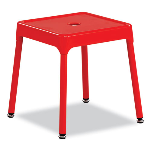 Picture of Steel Guest Stool, Backless, Supports Up to 275 lb, 15" to 15.5" Seat Height, Red Seat, Red Base