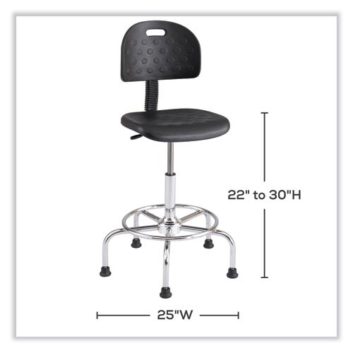 Picture of Workfit Economy Industrial Chair, Supports Up to 400 lb, 22" to 30" Seat Height, Black Seat, Black Back, Silver Base