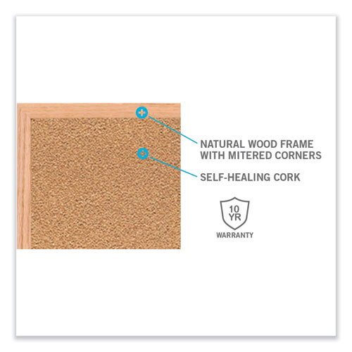 Picture of Natural Cork Bulletin Board with Wood Frame, 46.5" x 36", Tan Surface, Oak Finished Wood Frame