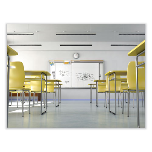 Picture of Horizontal Sliding Porcelain Magnetic Whiteboard, 72" x 48", White Surface, Anodized Aluminum Frame