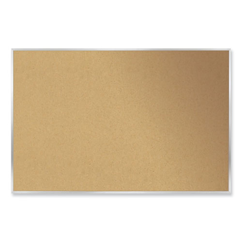 Picture of Aluminum-Frame Natural Corkboard, 60.5" x 48.5", Tan Surface, Satin Aluminum Frame