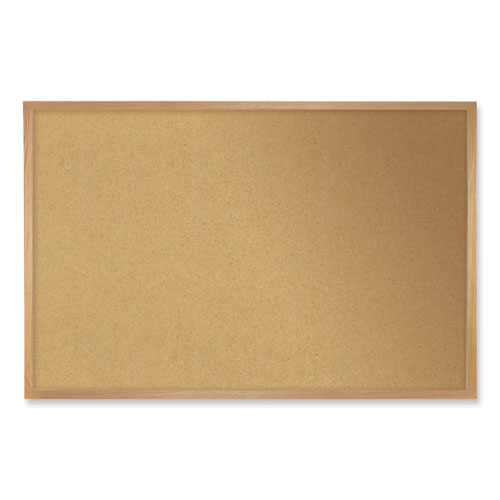 Picture of Natural Cork Bulletin Board with Wood Frame, 46.5" x 36", Tan Surface, Oak Finished Wood Frame
