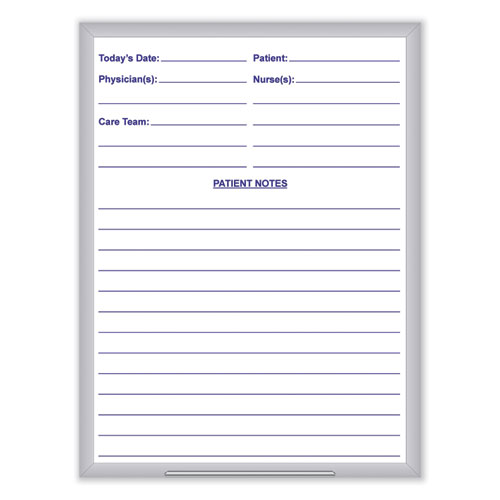 Picture of Hospital Magnetic Whiteboard, Patient Chart, 18.5" x 24.5", White/Blue Surface, Satin Aluminum Frame