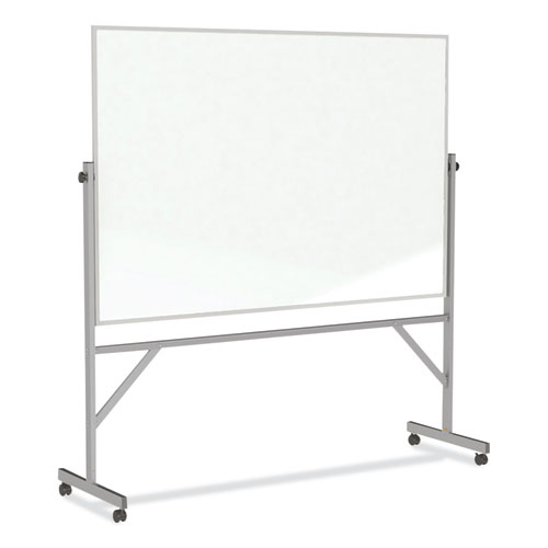 Reversible+Magnetic+Porcelain+Whiteboard+with+Satin+Aluminum+Frame%2C+77.25+x+78.13%2C+White+Surface%2C+Ships+in+7-10+Business+Days