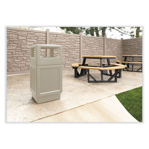 Picture of Canmeleon Recessed Panel Receptacles, Side-Open, 38 gal, Polyethylene, Tan