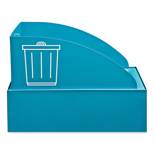 Picture of Mixx Recycling Center Lid, Topper Style, 9.87w x 19.87d x 0.62h, Blue