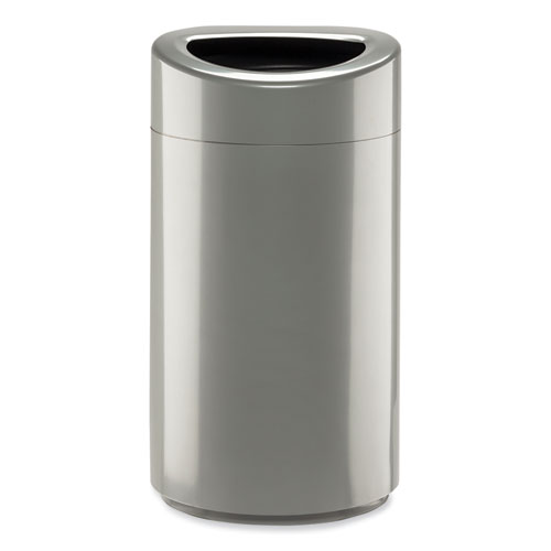 Picture of Open Top Oval Waste Receptacle, 14 gal, Steel, Silver