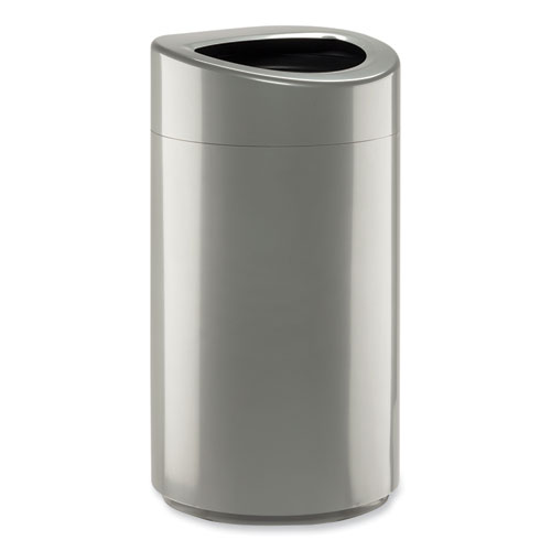 Picture of Open Top Oval Waste Receptacle, 14 gal, Steel, Silver