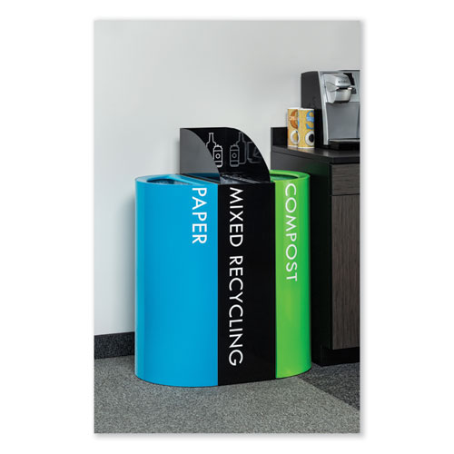 Picture of Mixx Recycling Center Rectangular Receptacle, 29 gal, Steel, Green