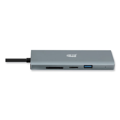 Picture of 9-in-1 USB Type-C Docking Station, 2 HDMI/3 USB C/SD and TF Slot/RJ45, Gray/Black