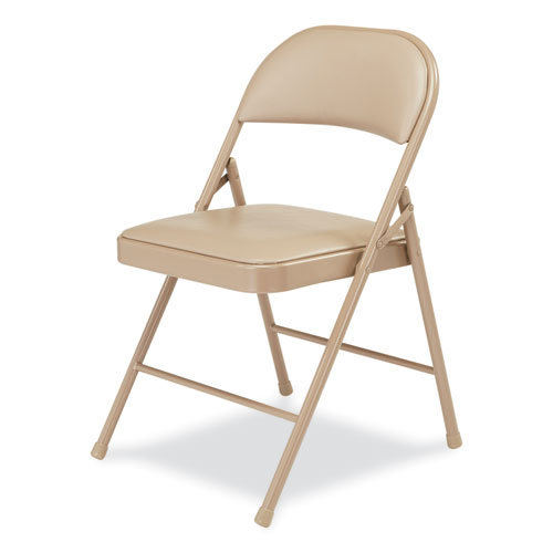Picture of 950 Series Vinyl Padded Steel Folding Chair, Supports Up to 250 lb, 17.75" Seat Height, Beige, 4/Carton