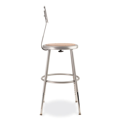 Picture of 6200 Series 19" to 27" Height Adjustable Heavy Duty Stool with Backrest, Supports 500 lb, Brown Seat, Gray Back, Gray Base