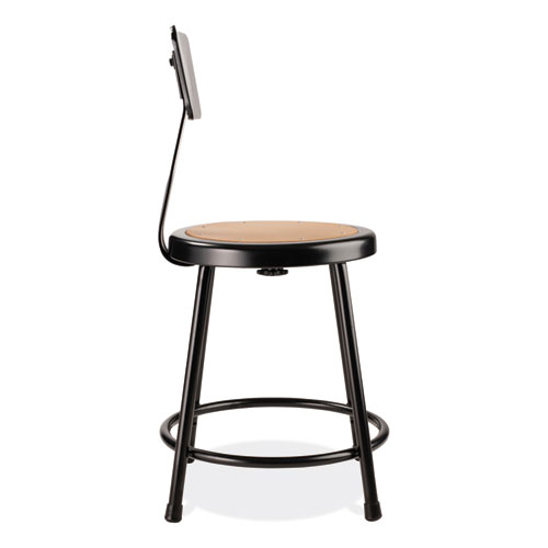Picture of 6200 Series Heavy Duty Stool with Backrest, Supports Up to 500 lb, 18" Seat Height, Brown Seat, Black Back/Base
