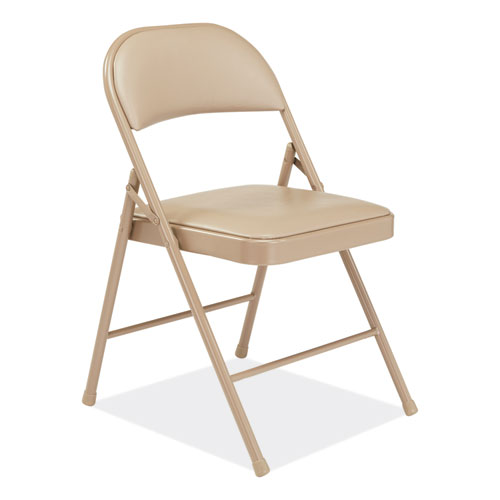 Picture of 950 Series Vinyl Padded Steel Folding Chair, Supports Up to 250 lb, 17.75" Seat Height, Beige, 4/Carton