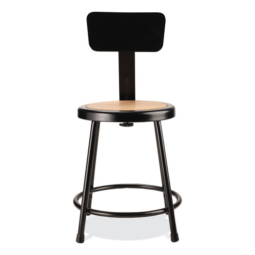 Picture of 6200 Series Heavy Duty Stool with Backrest, Supports Up to 500 lb, 18" Seat Height, Brown Seat, Black Back/Base